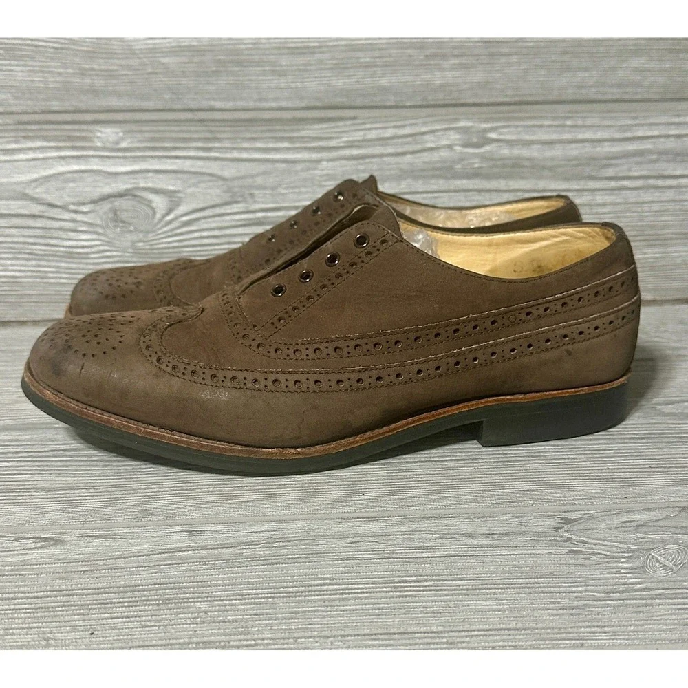 Mens Brown Suede Wingtip Brogue Oxford Dress Shoes Lace‎ Up Casual